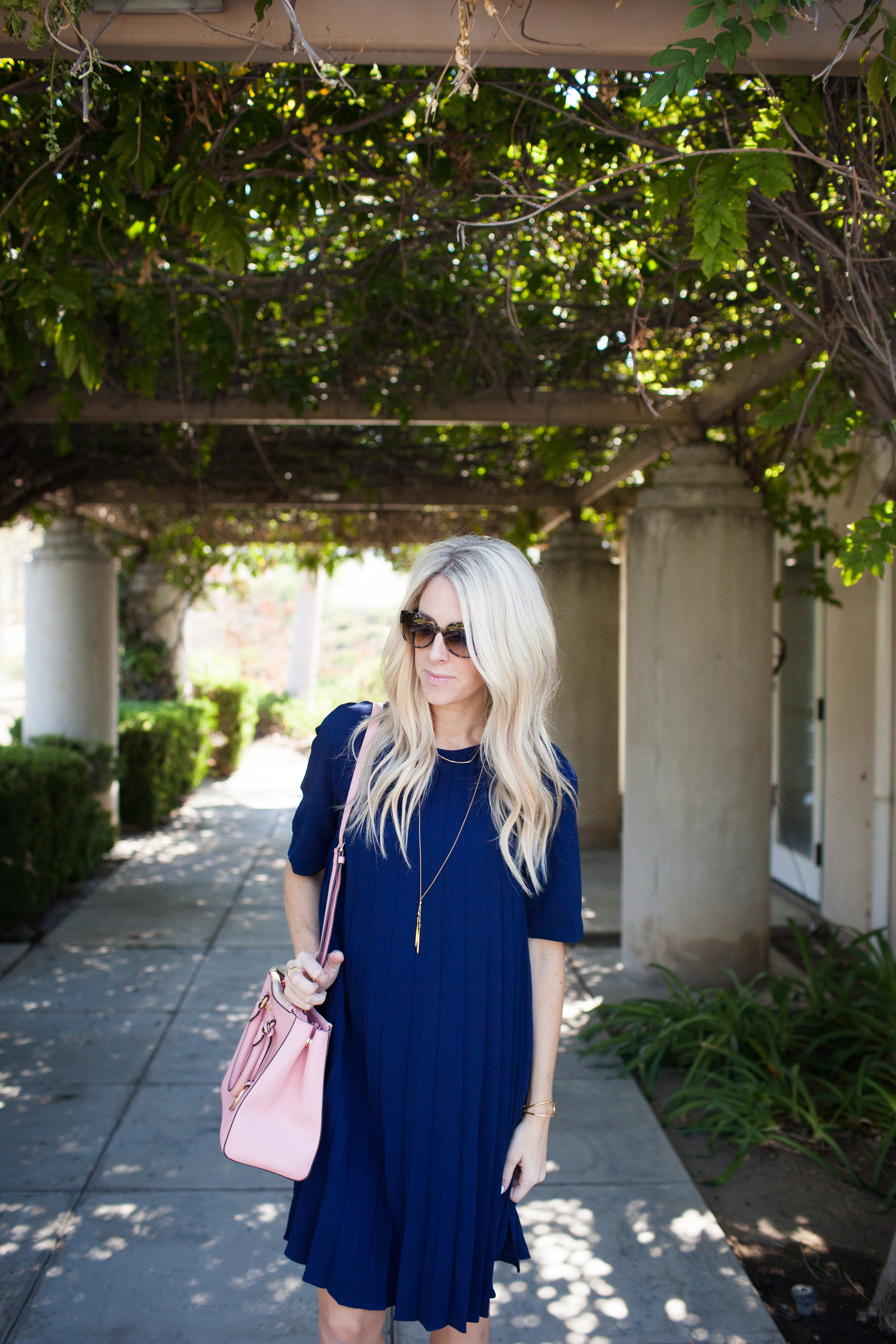 Kailee Wright_Navy Pleated Dress